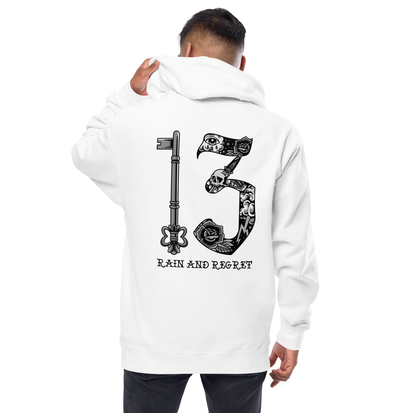 Black/White 13 Unisex fleece zip up hoodie