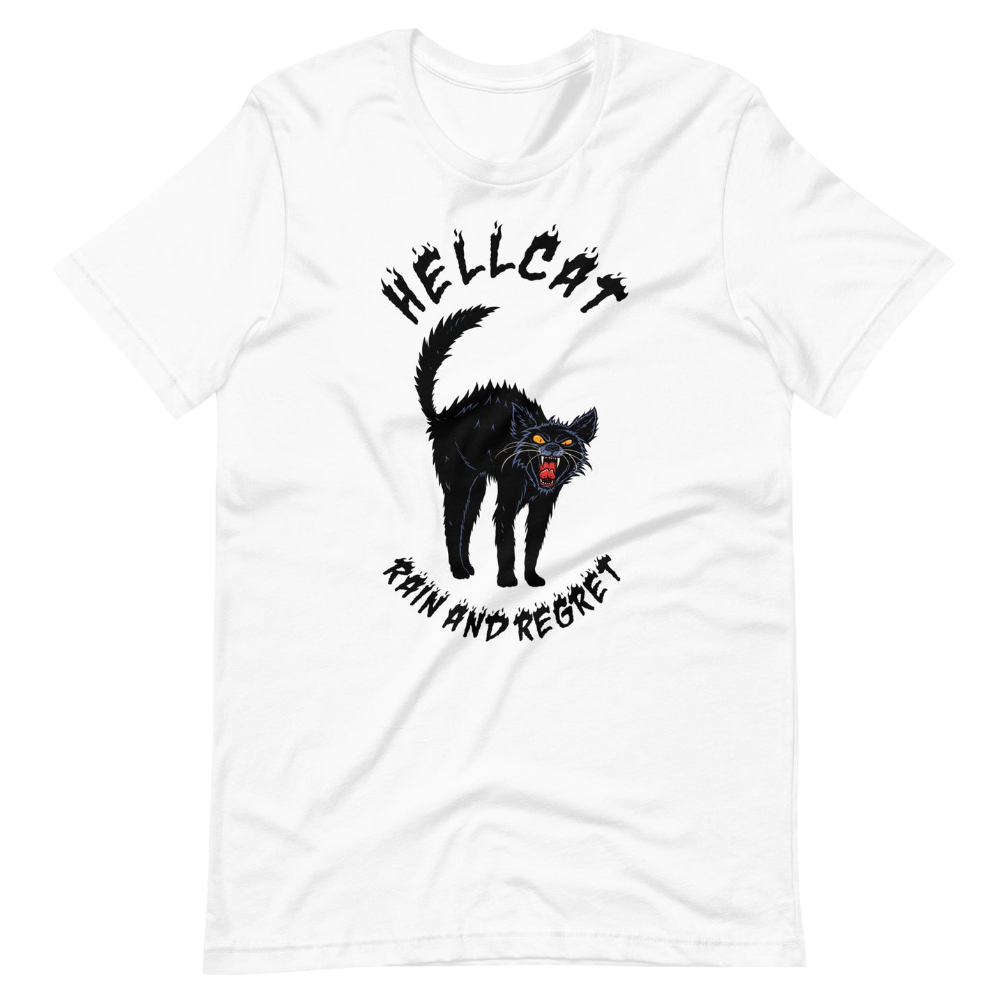 HELLCAT White Unisex t-shirt | rainandregret