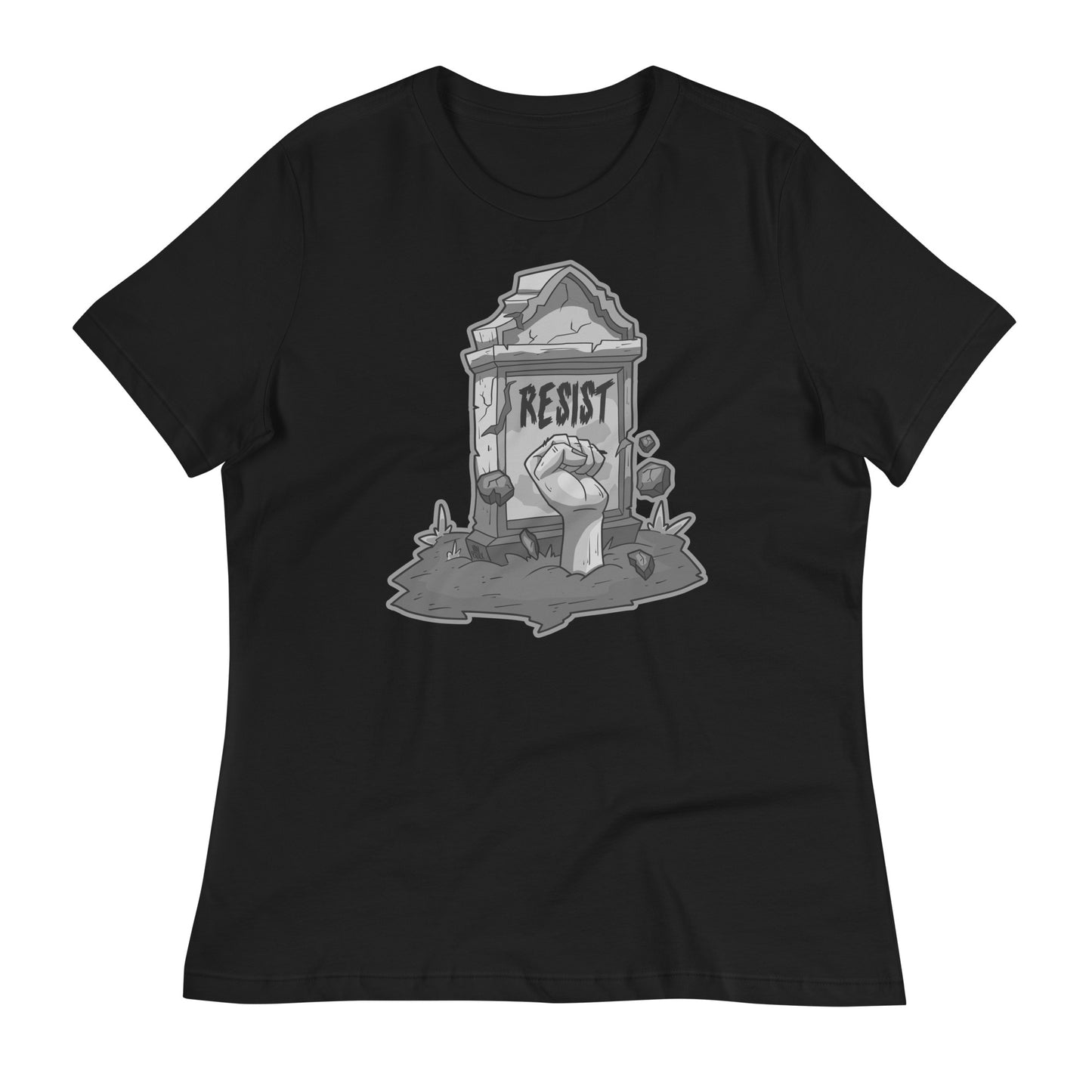 Women's Gray-scale Zombie Resist Relaxed T-Shirt | rainandregret