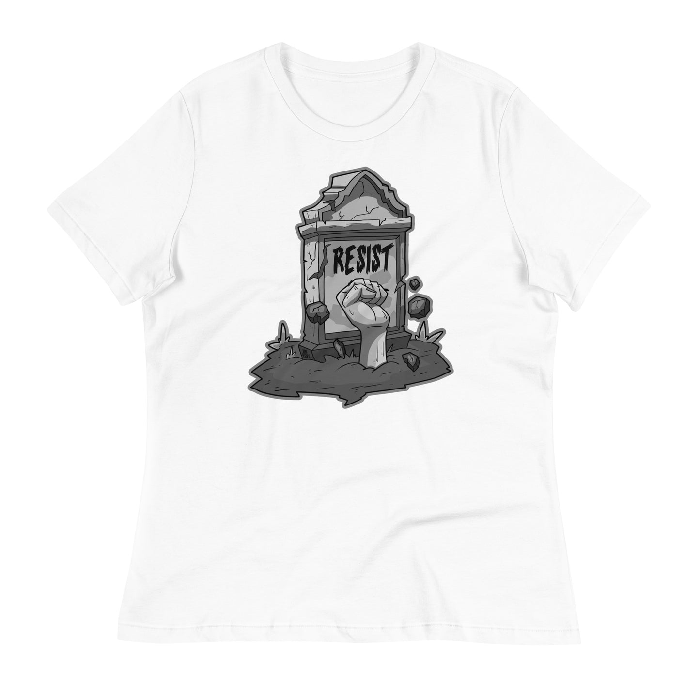 Women's Gray-scale Zombie Resist Relaxed T-Shirt | rainandregret