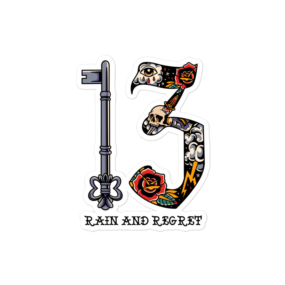 13 rain and regret color sticker
